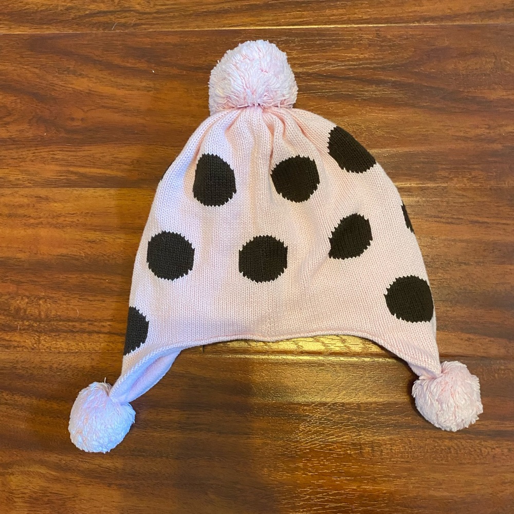 Girl’s Gymboree Size 5-7 Pink/Brown Polka Dot Hat